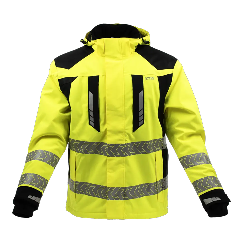 Zimska radna jakna visoke vidljivosti žuto-crna, Klasa 3, vodootporna 10.000mm