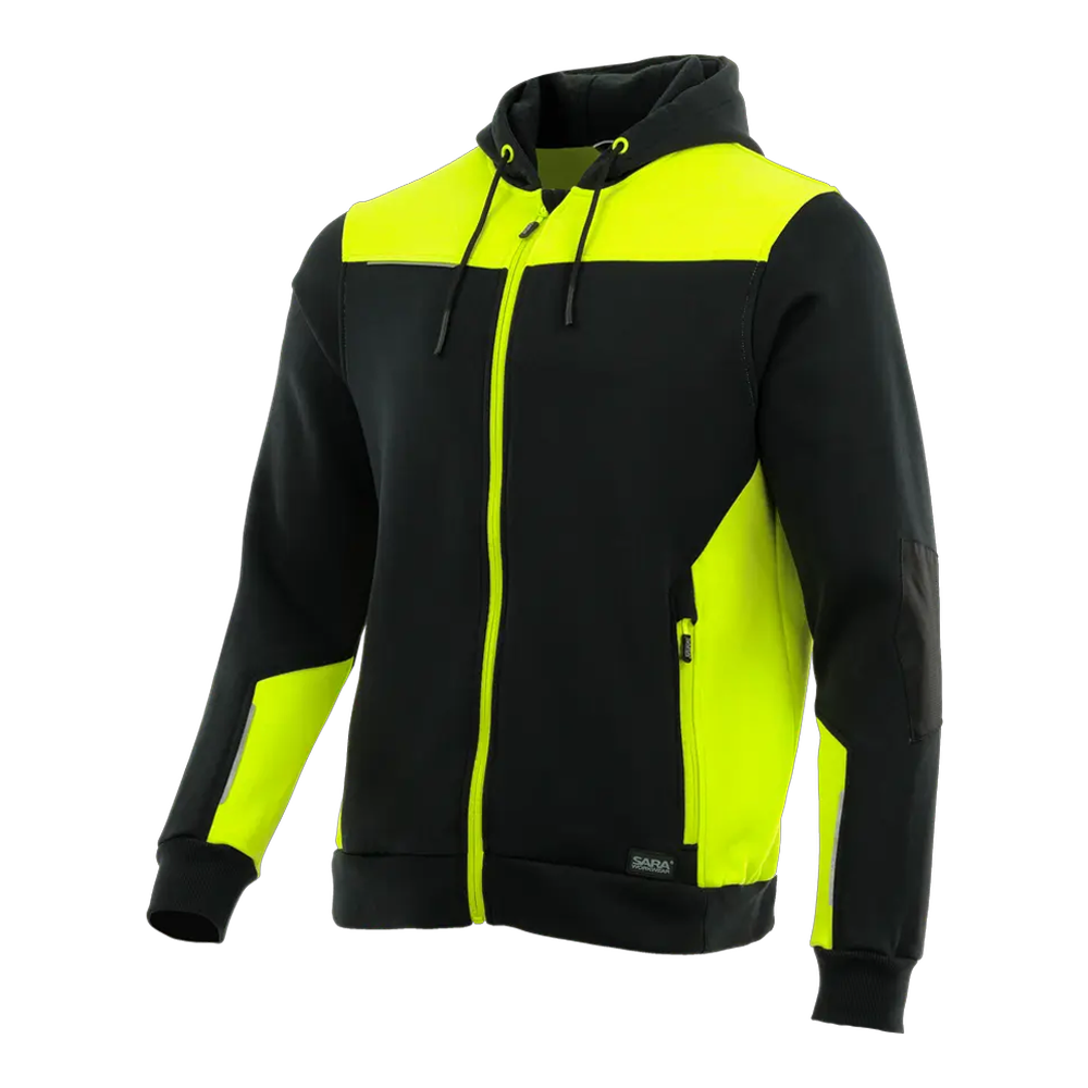 Dukserica s kapuljačom SARA WORKWEAR crno žuta, ojačani laktovi, debela